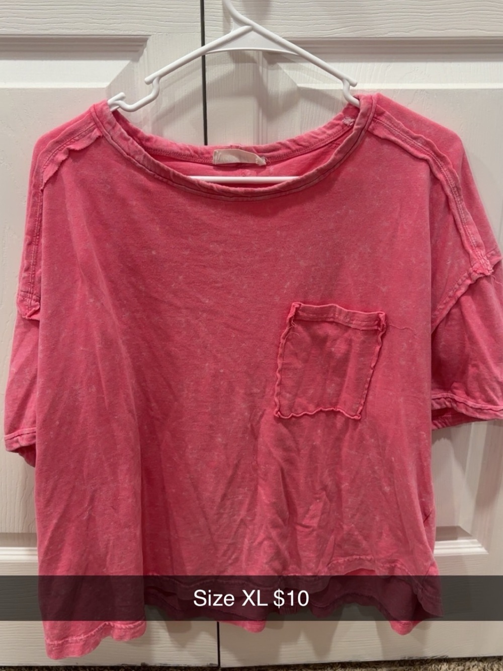 Women's Washed Pink Pocket Tee